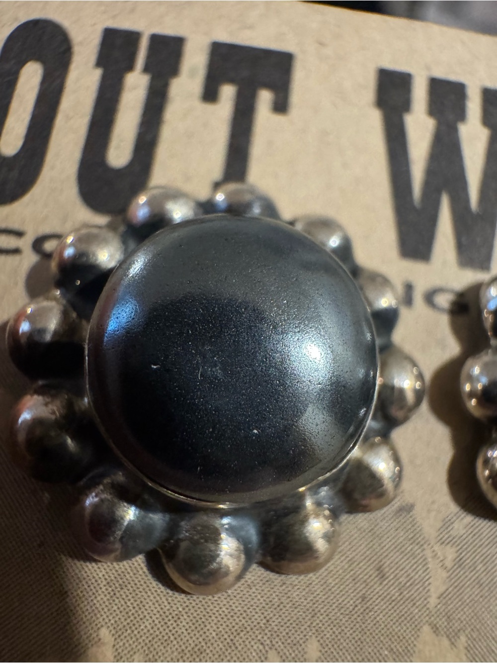 Vintage Sterling Silver Hematite (?) Post Earrings - Picture 9 of 10
